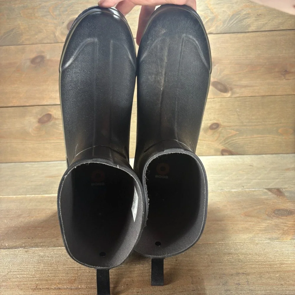 Bogs Digger Mid Mens size 12 shoes Black Rubber Waterproof Slip On rain boots
